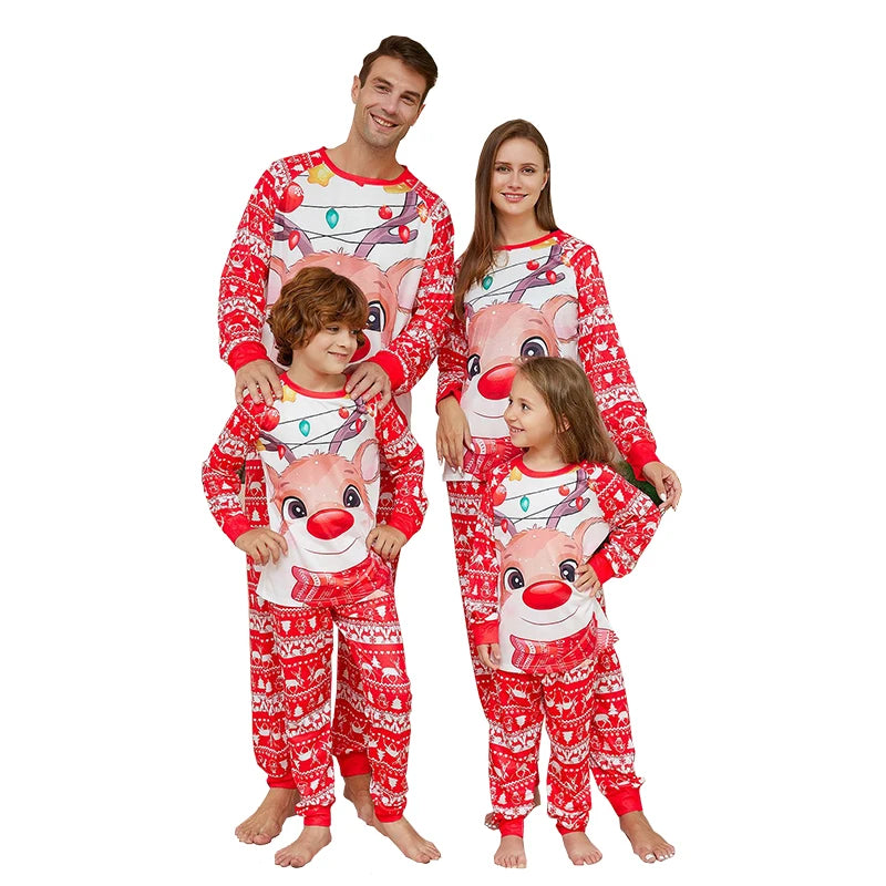 Soft red Christmas pyjamas with Rudolf print
