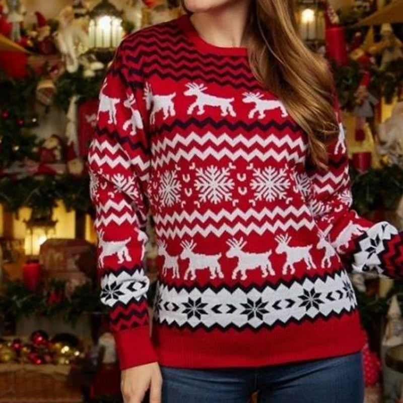 Christmas jumper for women with a reindeer pattern