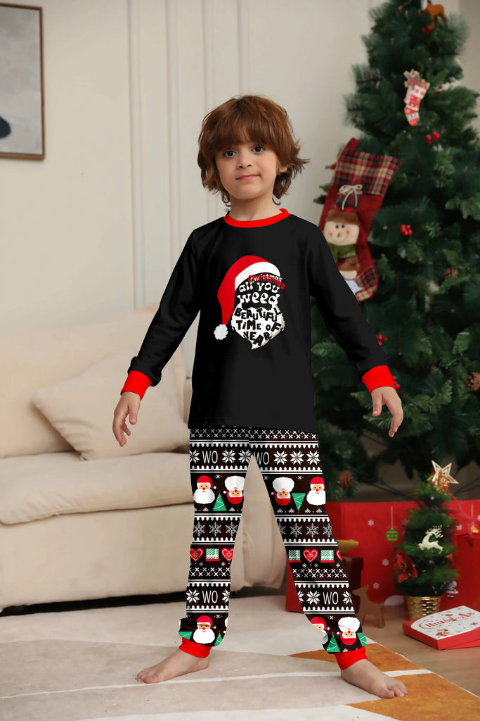 Cosy Santa hat print pyjamas for family bonding