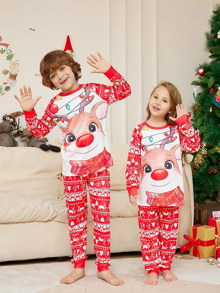 Comfortable red Rudolf pyjamas for holiday gatherings
