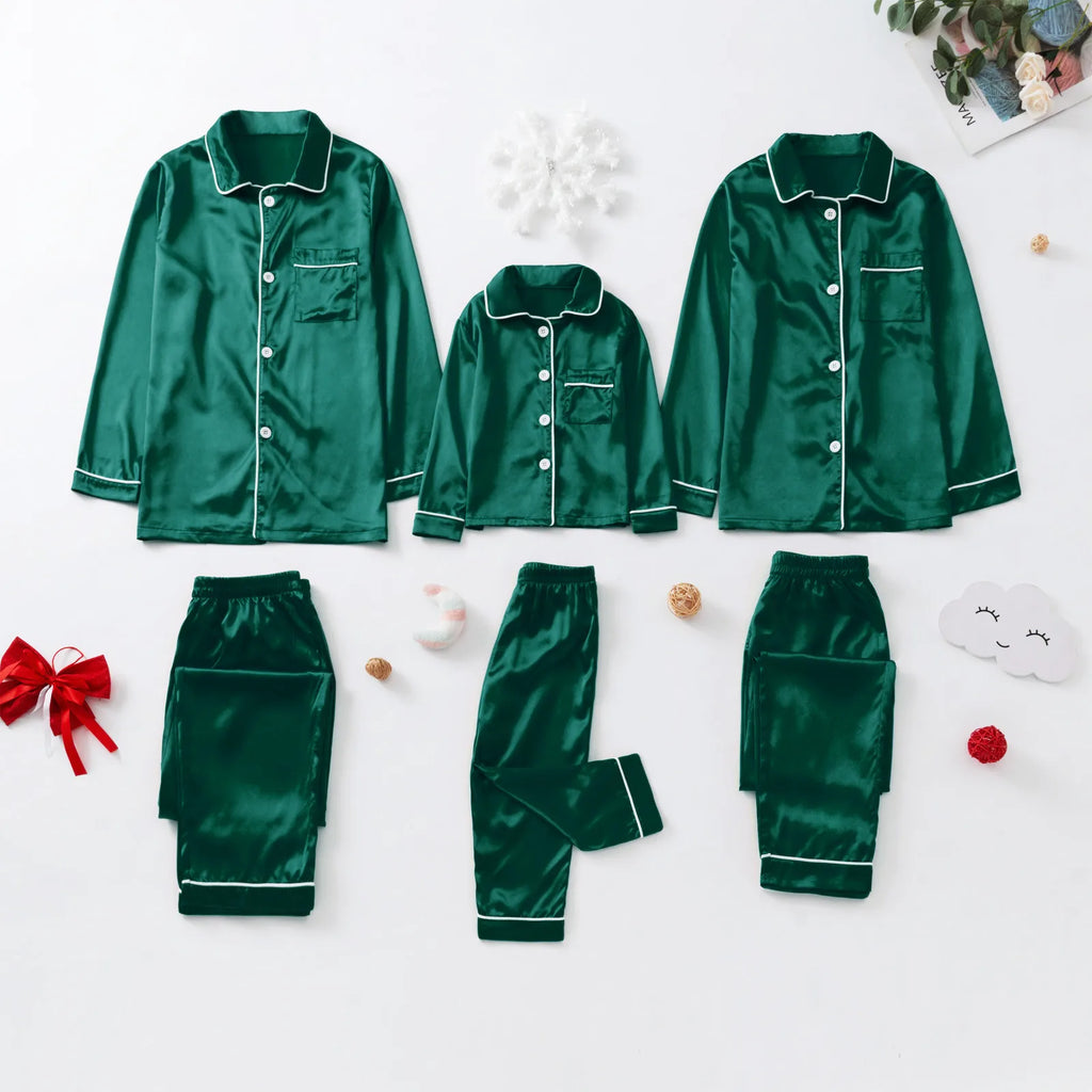 Family Christmas pyjamas in luxurious emerald green