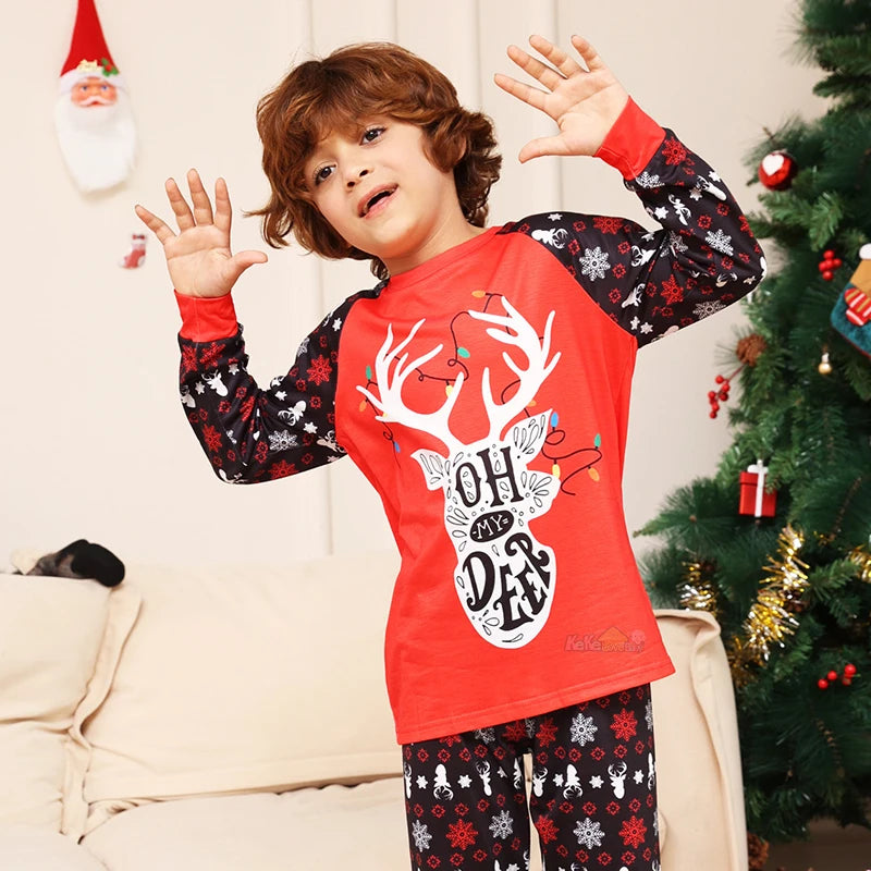 Playful reindeer family pyjamas set