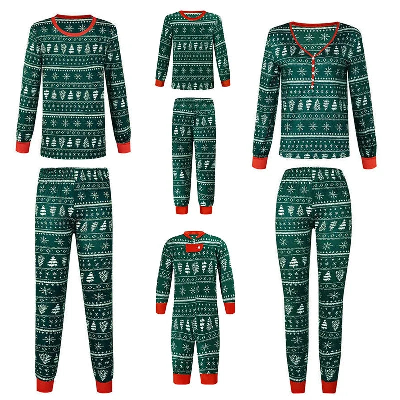 Cozy family Christmas green lounging wear