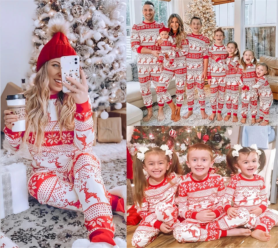 Family Christmas pyjamas with reindeer design