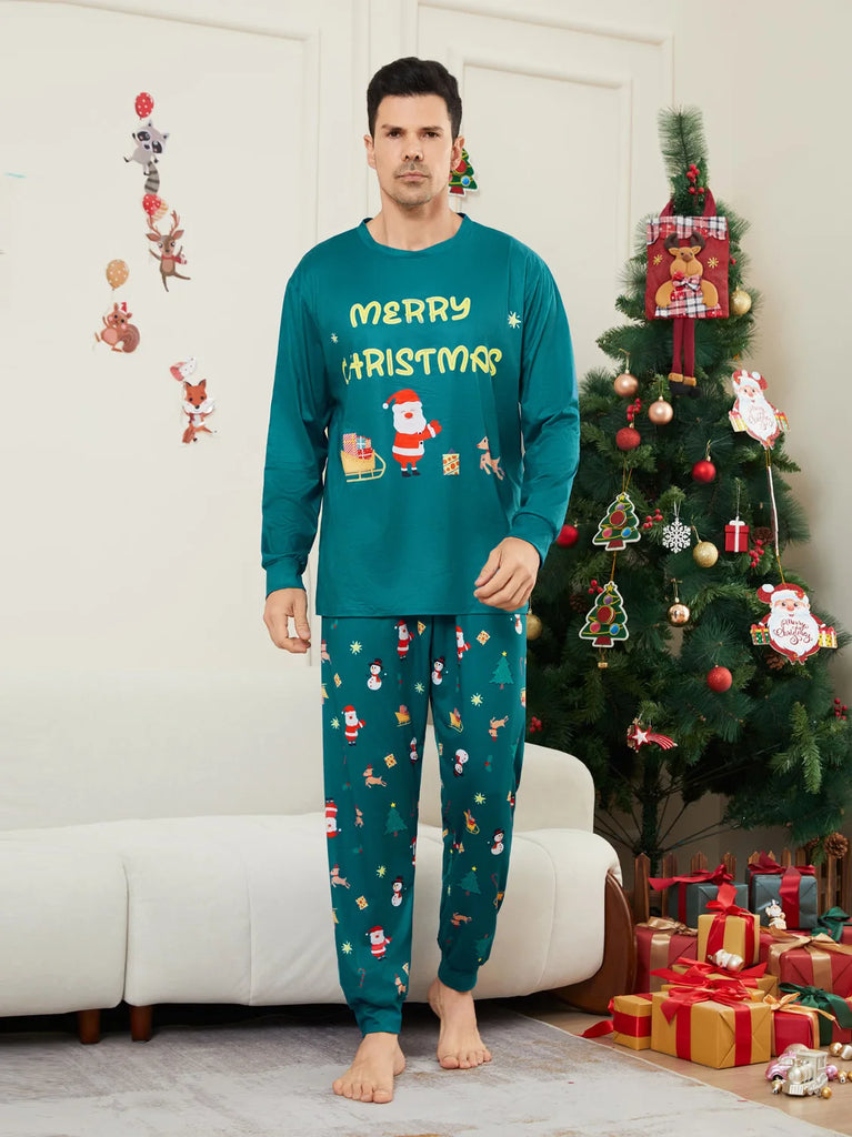 Comfortable green Santa pyjamas for holiday gatherings