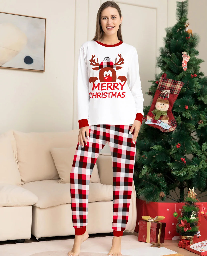 Soft Rudolf red plaid pyjama set for the whole family