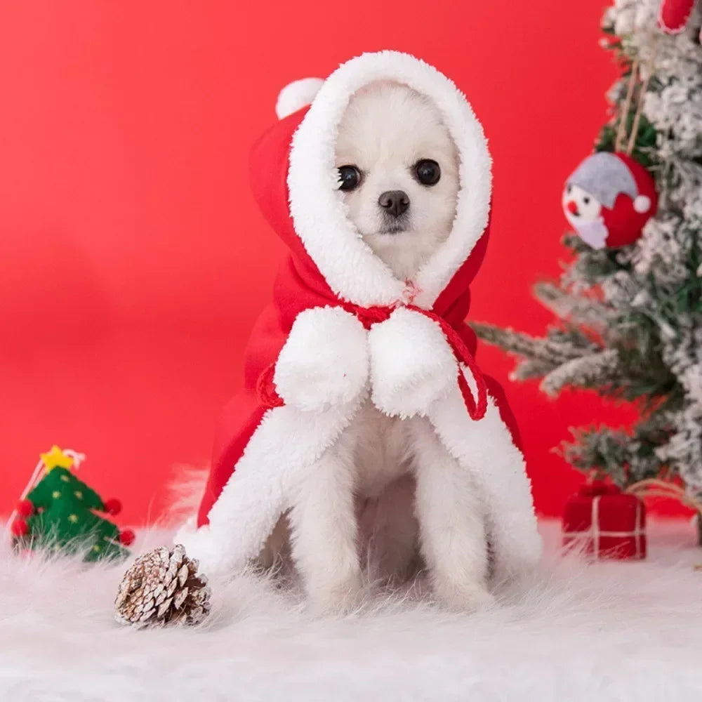 Dog Red Christmas Cloak Costume