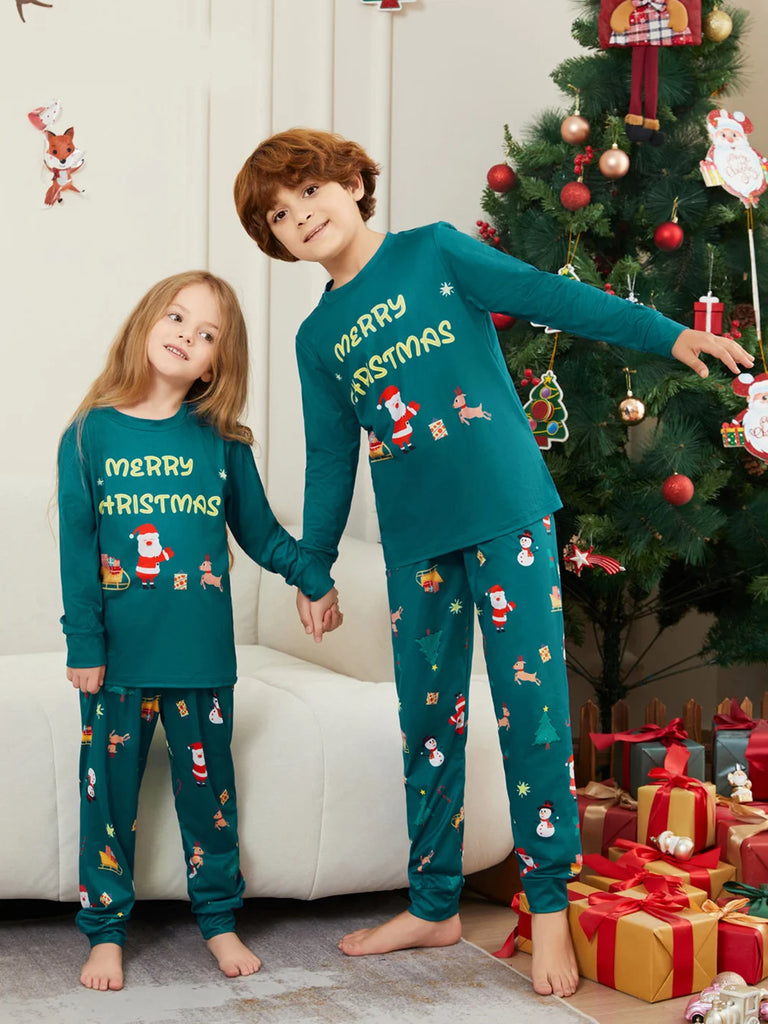 Holiday pyjamas with cheerful Santa design for families