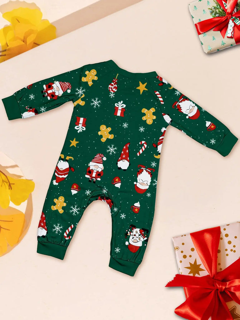 Family pyjama set in green with Santa design