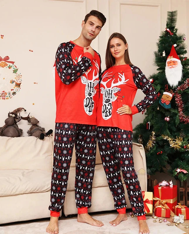 Festive family pyjamas with Oh Deer design