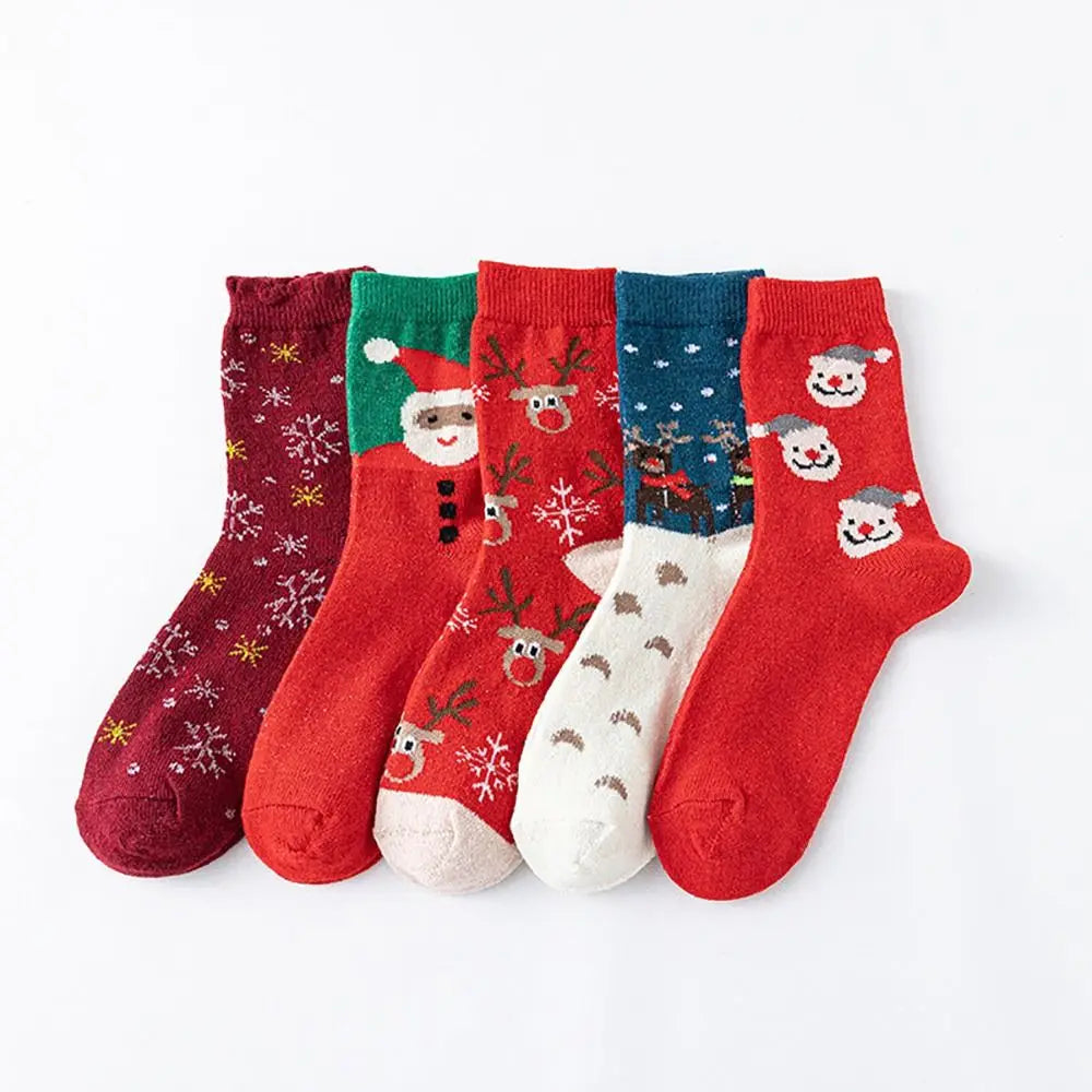 Novelty Wool Christmas Socks - 5 Pairs