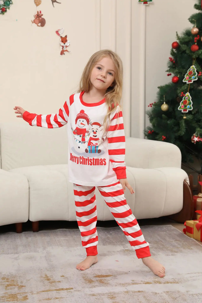 Cosy snowman print pyjamas for family gatherings