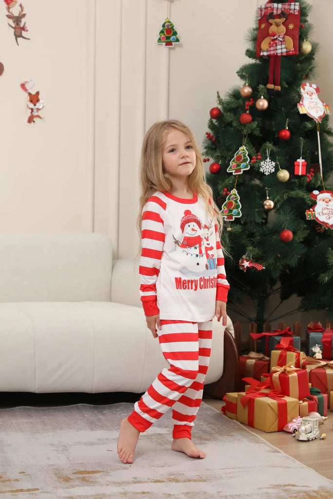 Family holiday pyjamas with adorable snowman print