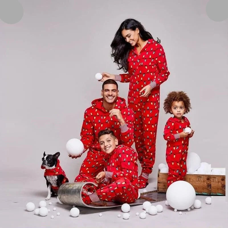 Coordinated family Christmas red pajama set