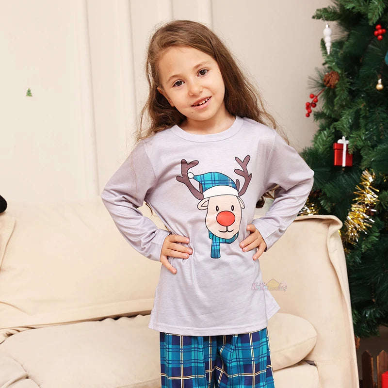 Light blue character pajamas for the whole family