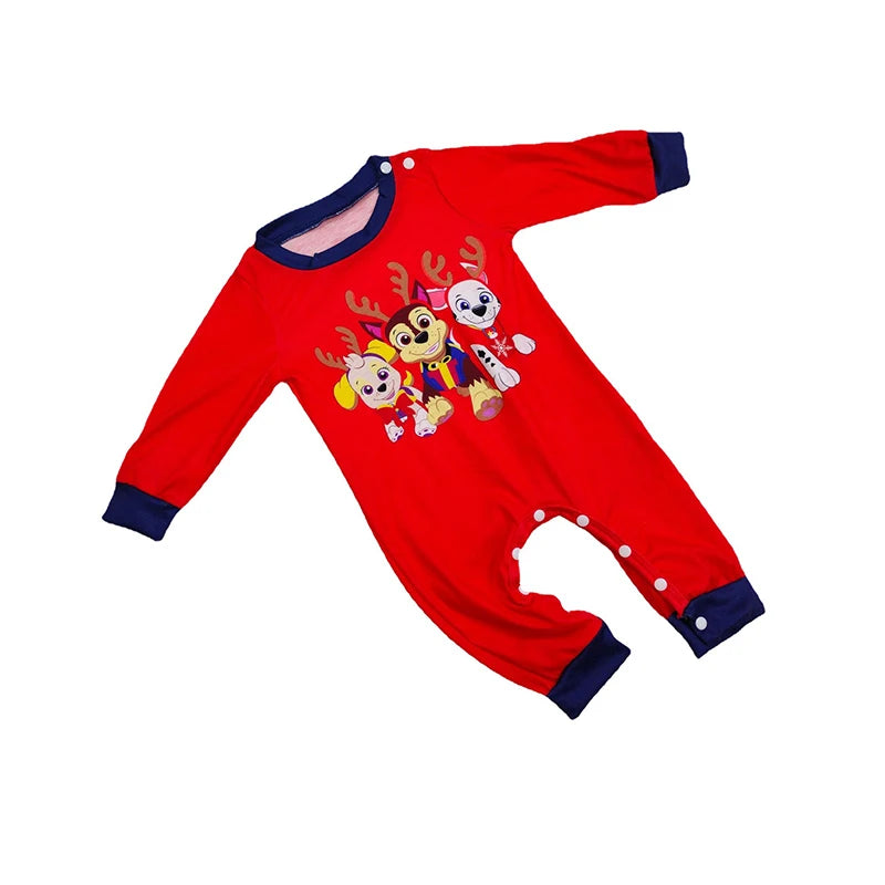 Cosy kids' pyjama set in blue with red dog print