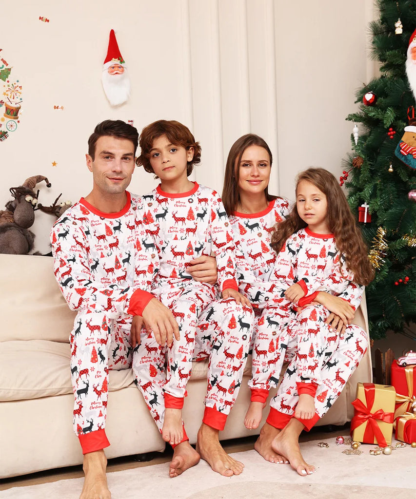 Soft pyjamas with forest design for family lounging