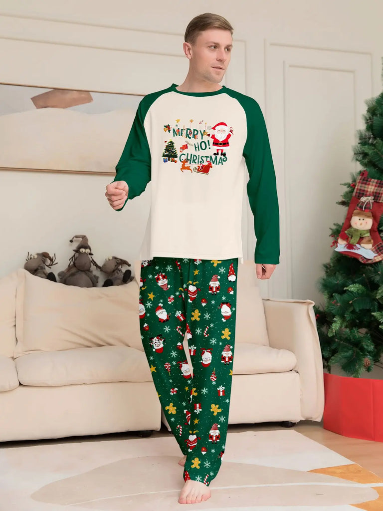 Green Santa pyjama set for family Christmas photos